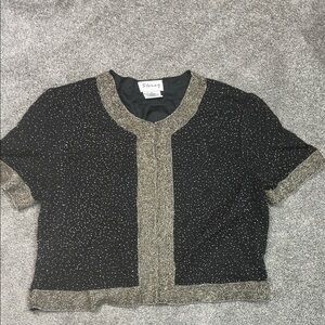 Stenay Silk Beaded Short Sleeve Top or Cardigan Bolero Jacket Size Large